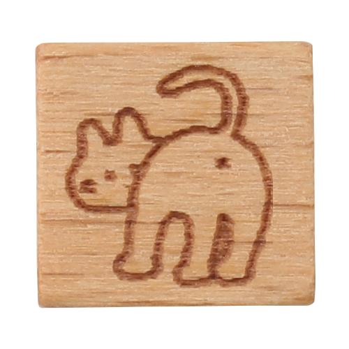 Wood-Handled Mini Stamp, White Cat Bottom