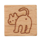 Wood-Handled Mini Stamp, White Cat Bottom