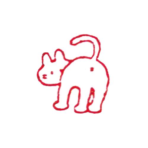 Wood-Handled Mini Stamp, White Cat Bottom — product image 3