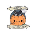 Creepy Cute Black Cat Jack-o'-Lantern Enamel Pin